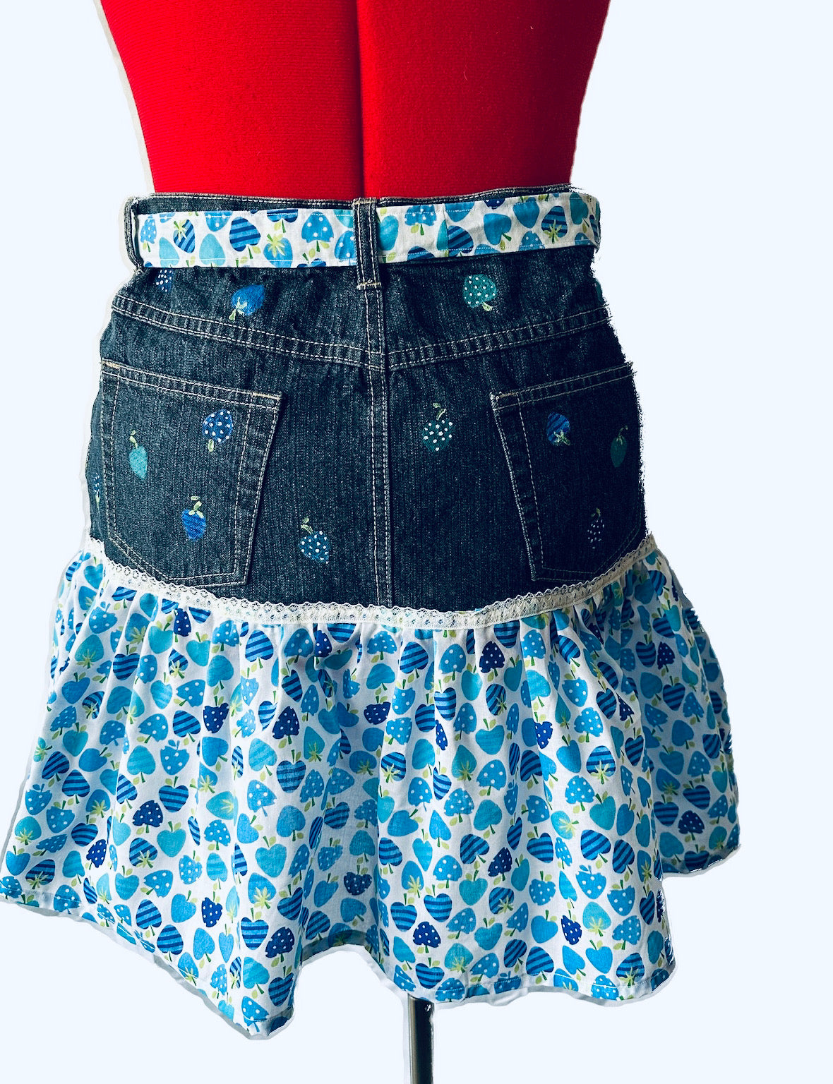 Lizzy Swallow: Upcycled Altered Hand Painted Denim Skirt Back