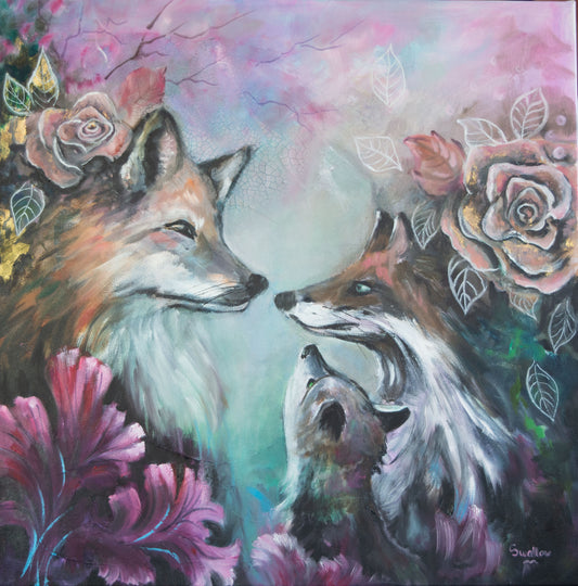 Lizzy Swallow: A Family Gathering Original Painting 20 x 20