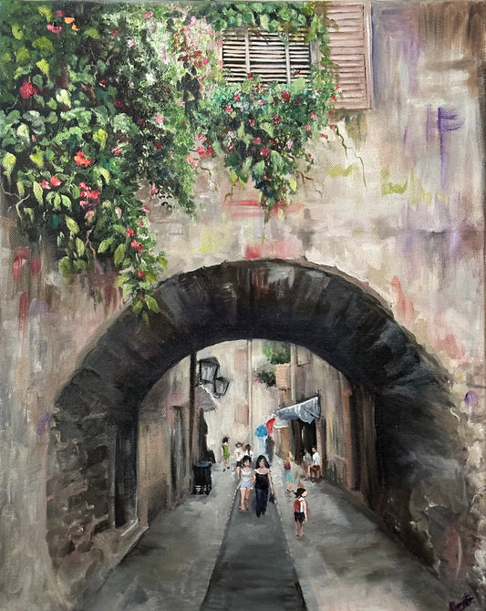 Lizzy Swallow: A Street in Italy Original Painting 16 x 20