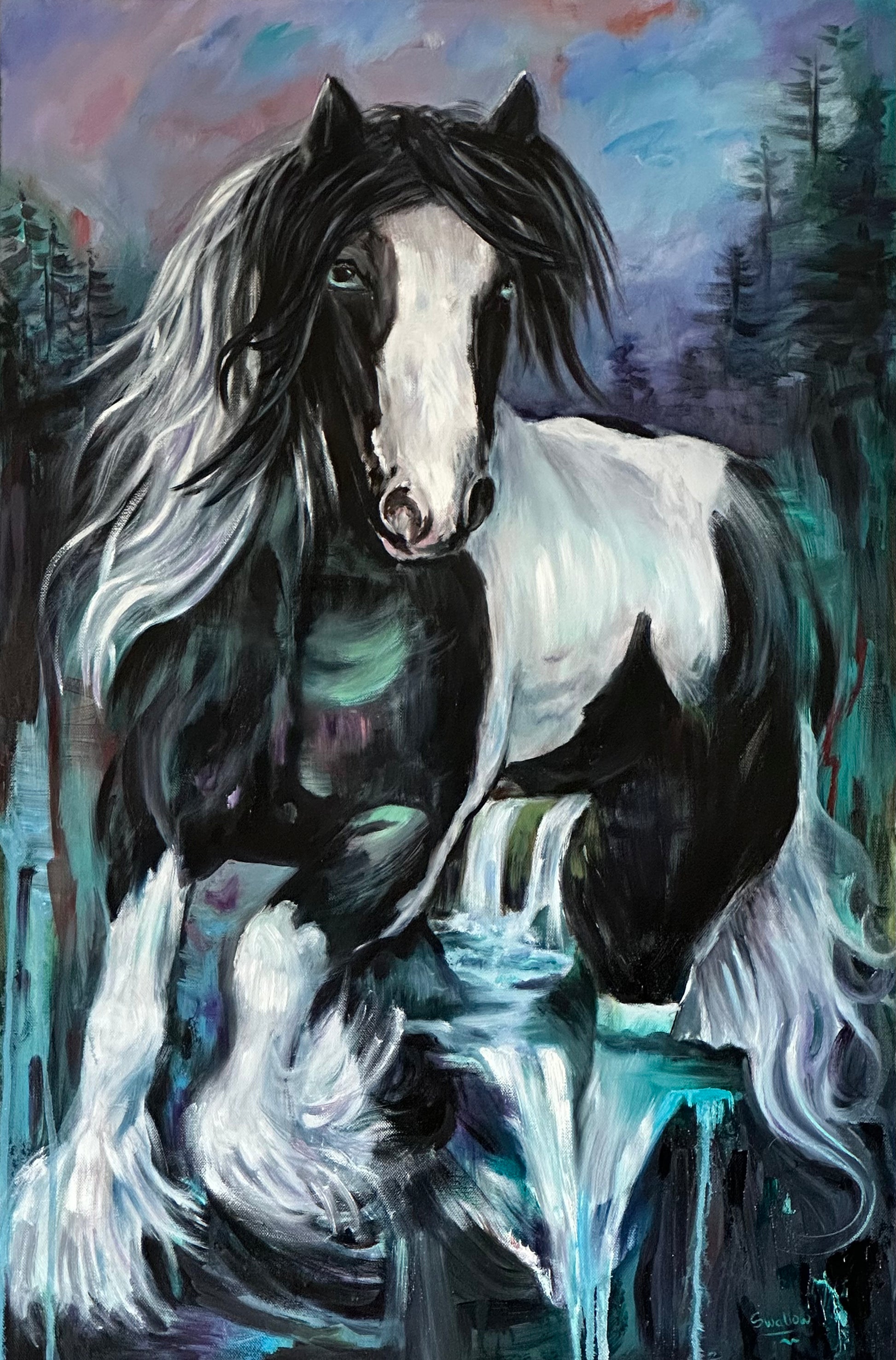 Lizzy Swallow:I am Free Horse Original Painting 24 x 36