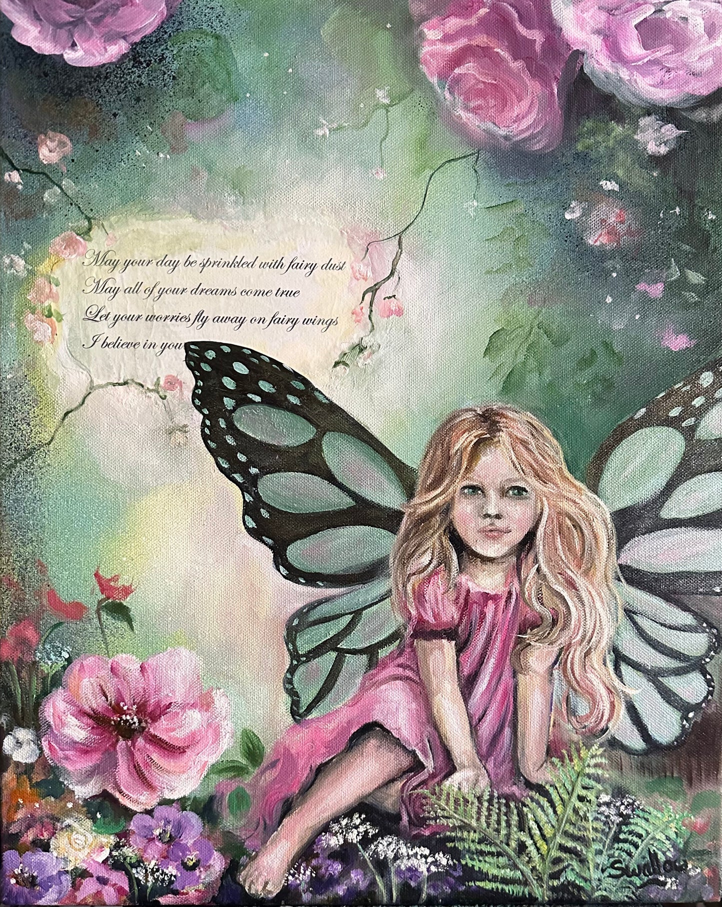 Lizzy Swallow: Little Fairy Girl Original Painting 16 x 20