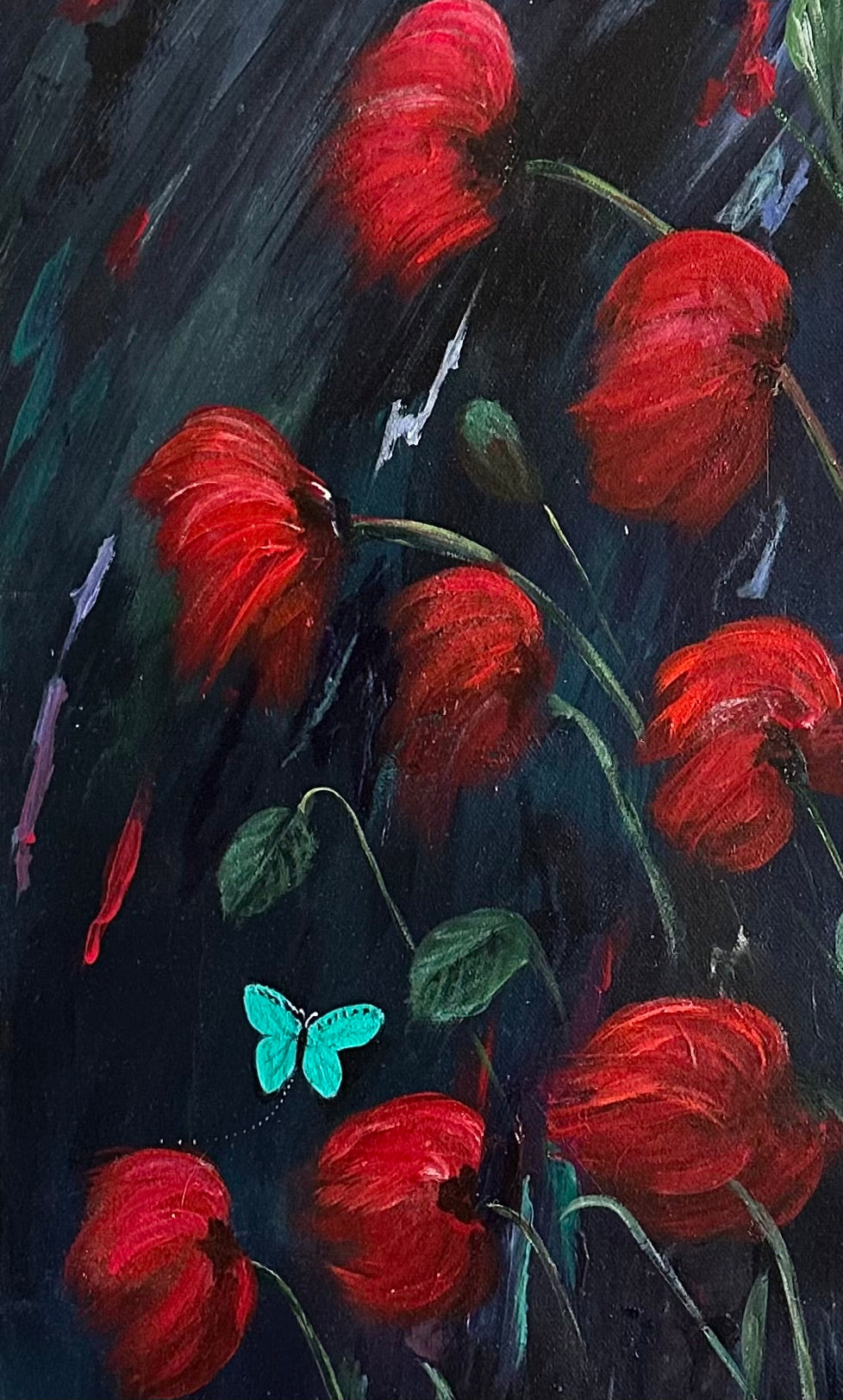 Lizzy Swallow: Red Poppies and Butterflies Original Painting