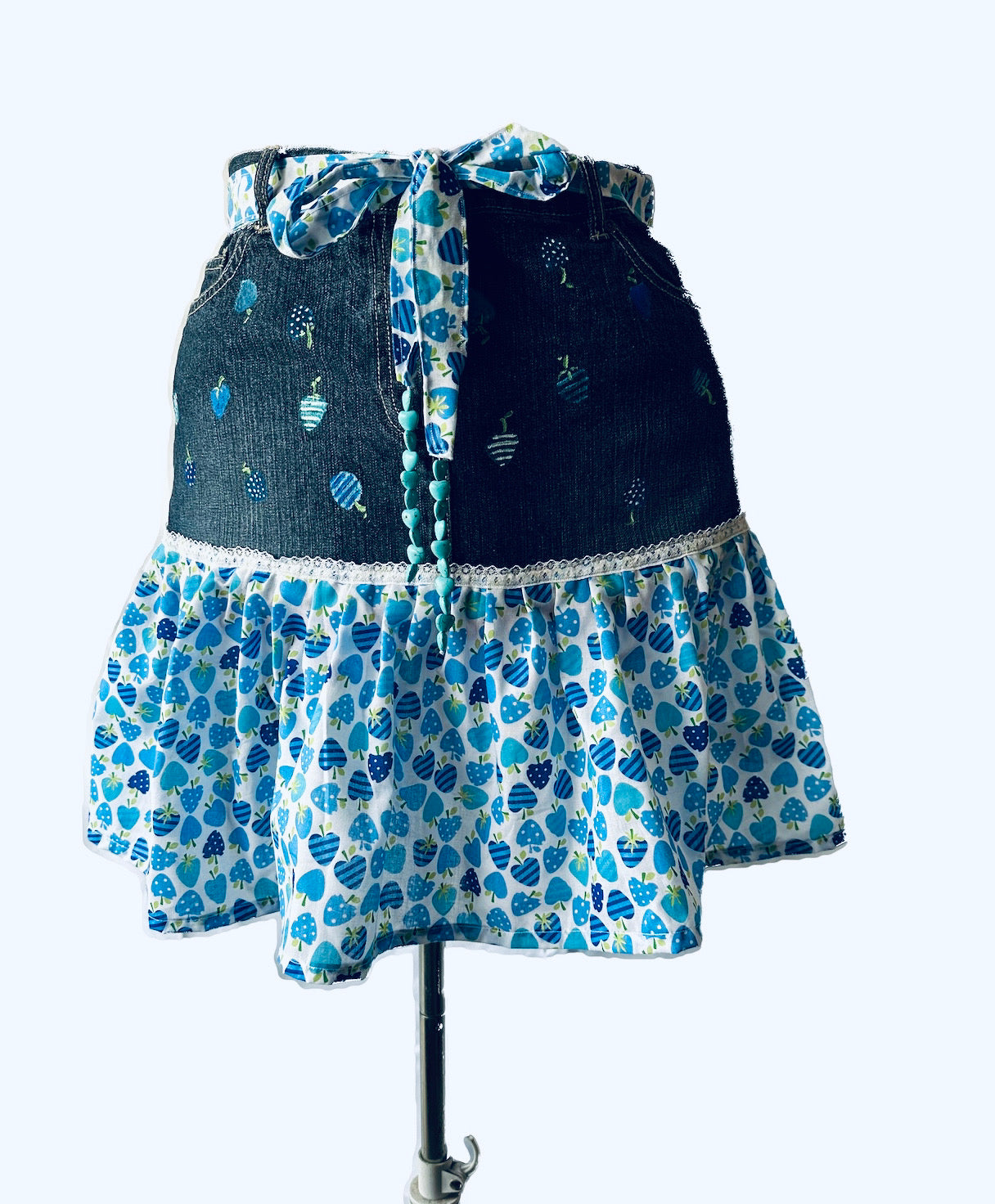 Lizzy Swallow: Upcycled Altered Hand Painted Denim Skirt Front