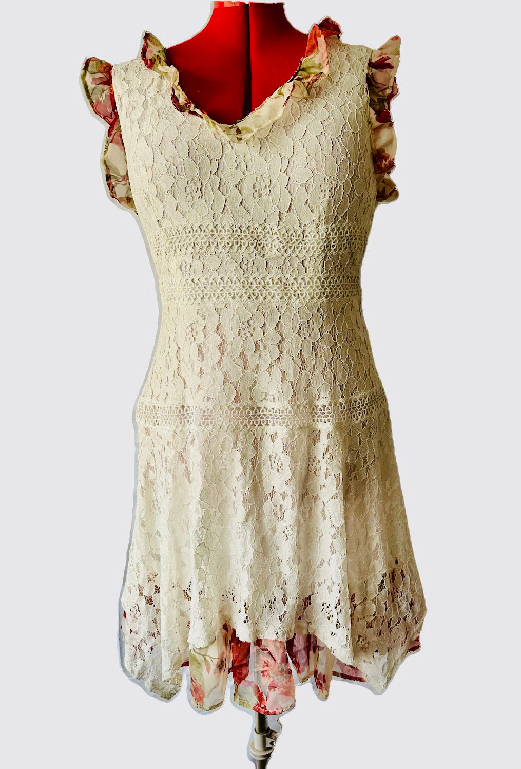 Lizzy Swallow: Upcycled Altered Lace Dress Front