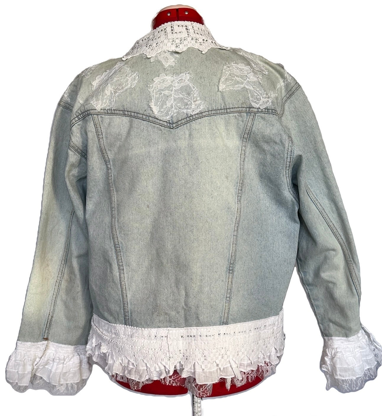 Lizzy Swallow: Upcycled Pre-owned Wrangler Jacket With Added Lace Back