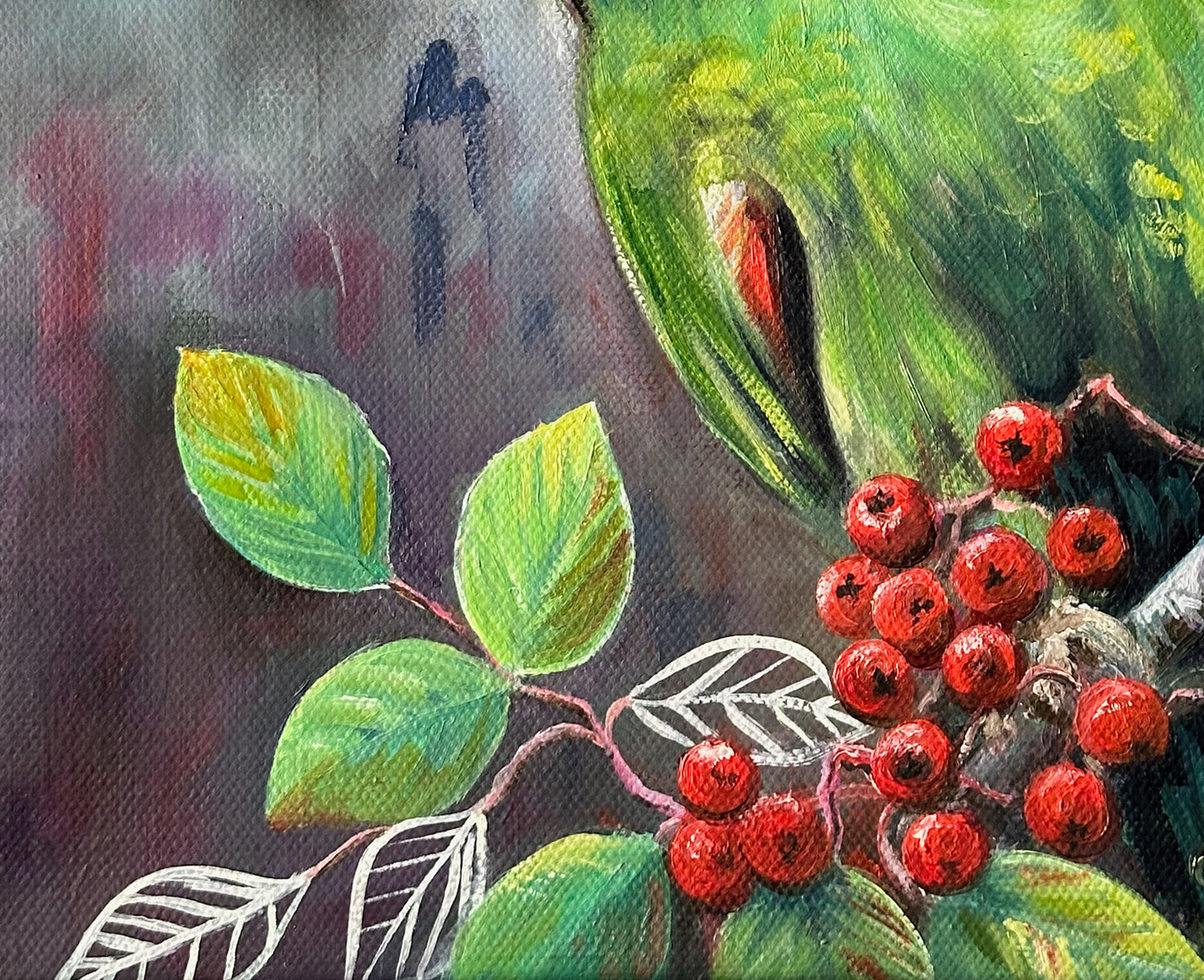 Parrot with Red Berries